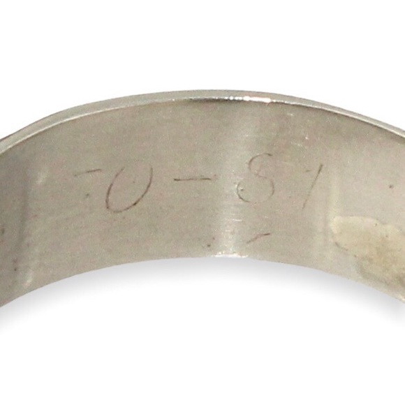 Vintage 10K White Gold Ring Size 5.5 Wide Band Engraved Line Diamond Cut Texture - Picture 6 of 6